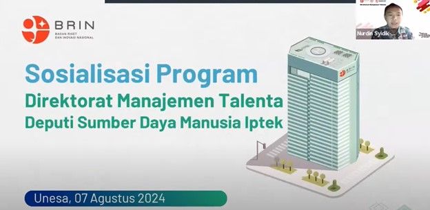 Pelatihan Dasar MBKM menghadirkan sejumlah narasumber utama, salah satunya dari BRIN yang memaparkan seputar kesempatan dan skema magang mahasiswa. 