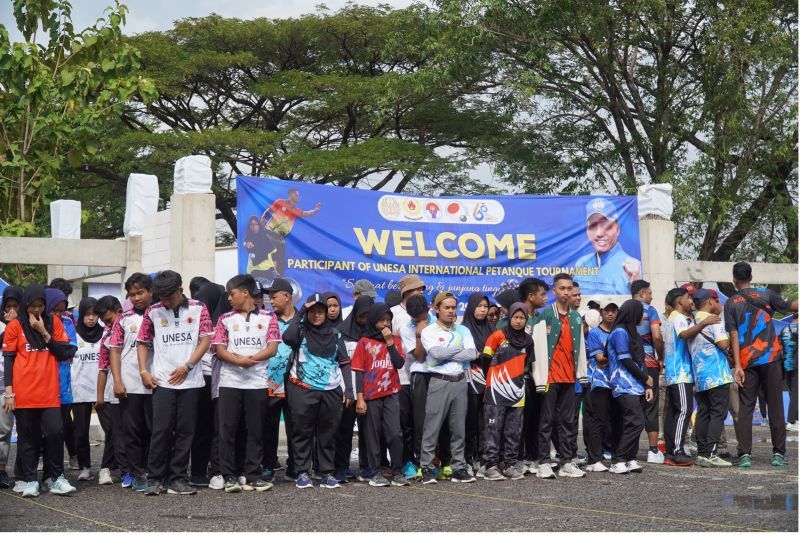 TURNAMEN: Pembukaan International Petanque Turnament Unesa 2024 di lapangan Petanque Unesa, Kampus Lidah Wetan Surabaya, Kamis (4/7/24).